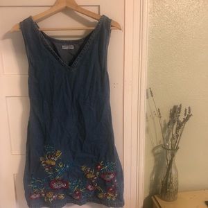Liquor n Poker Embroidered denim dress Sz Small